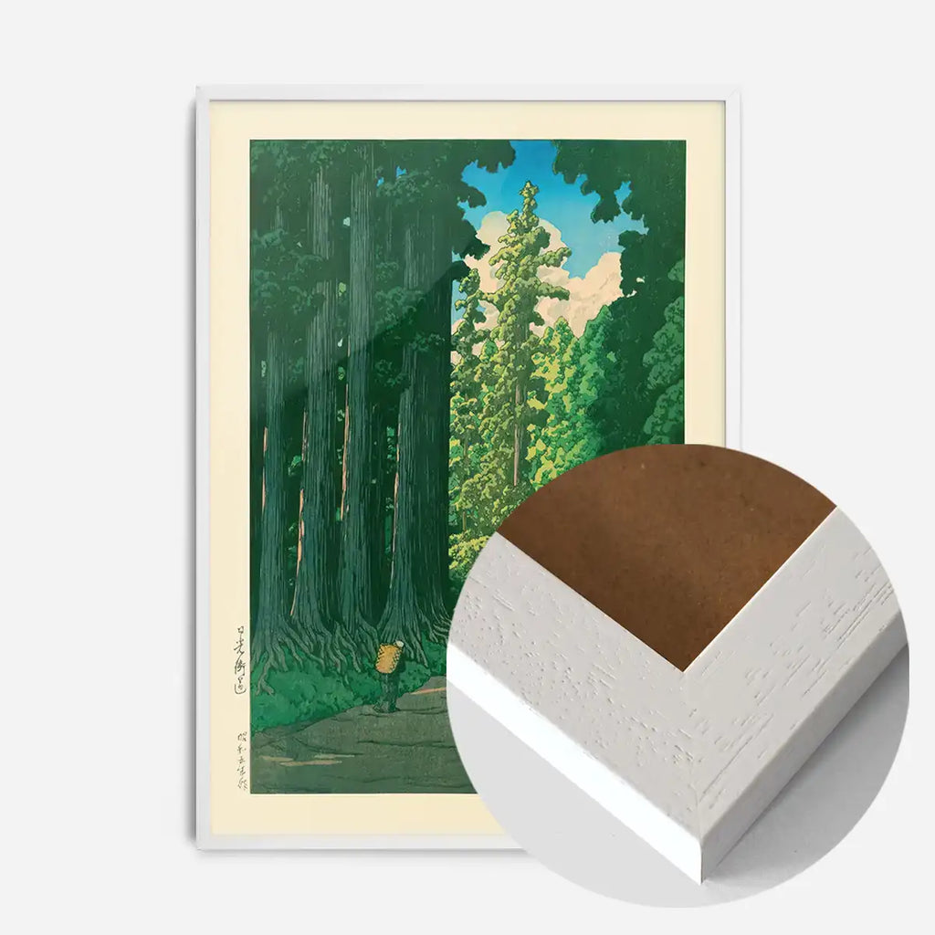 Kawase Hasui, Road to Nikko - White wood frame