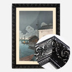 Rain at Ushibori - Black Ornate frame