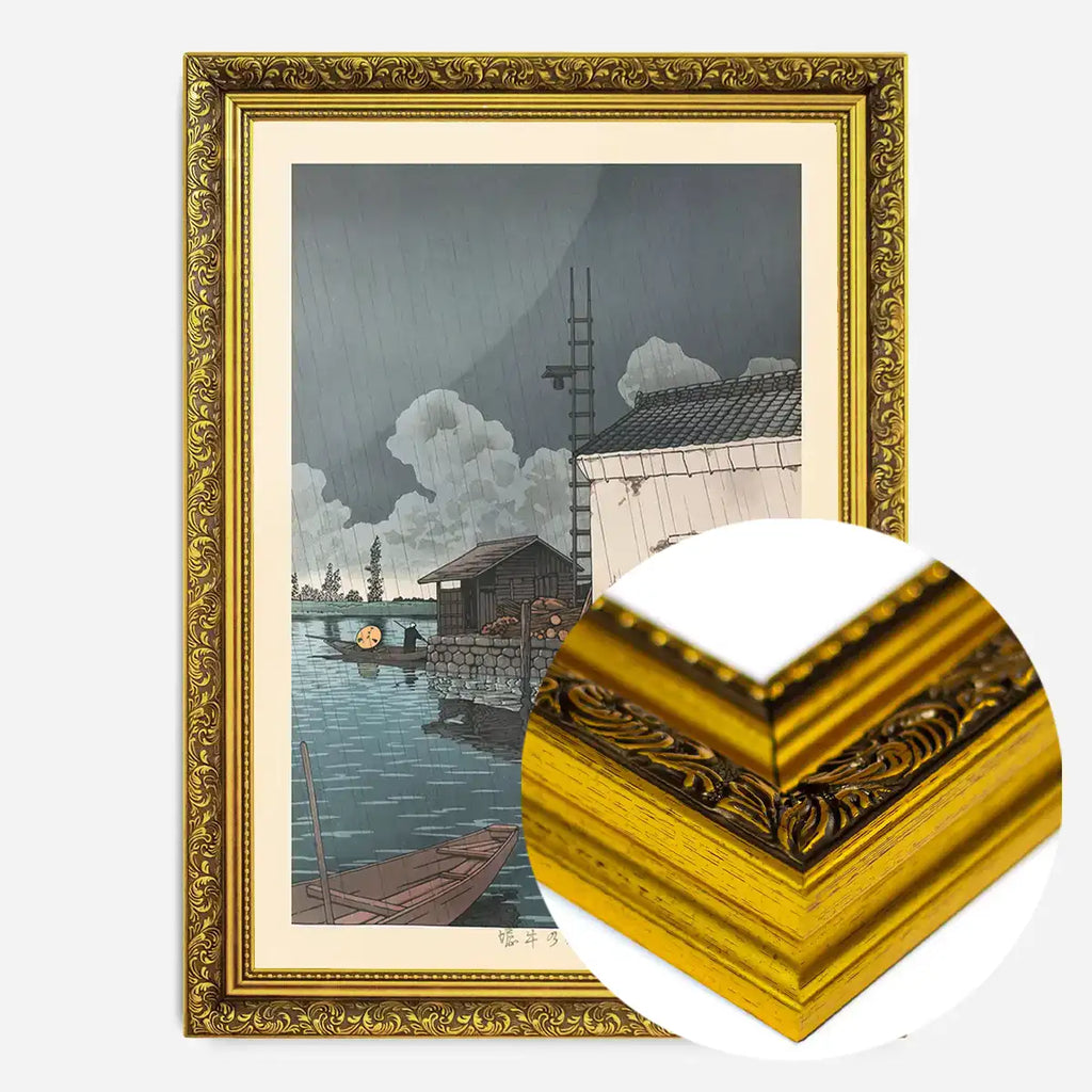 Rain at Ushibori - Gold Ornate frame