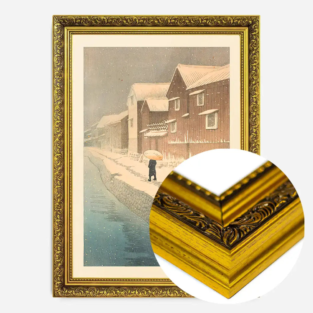 Shinkawa Riverside, Handa, Bishu - Gold Ornate frame