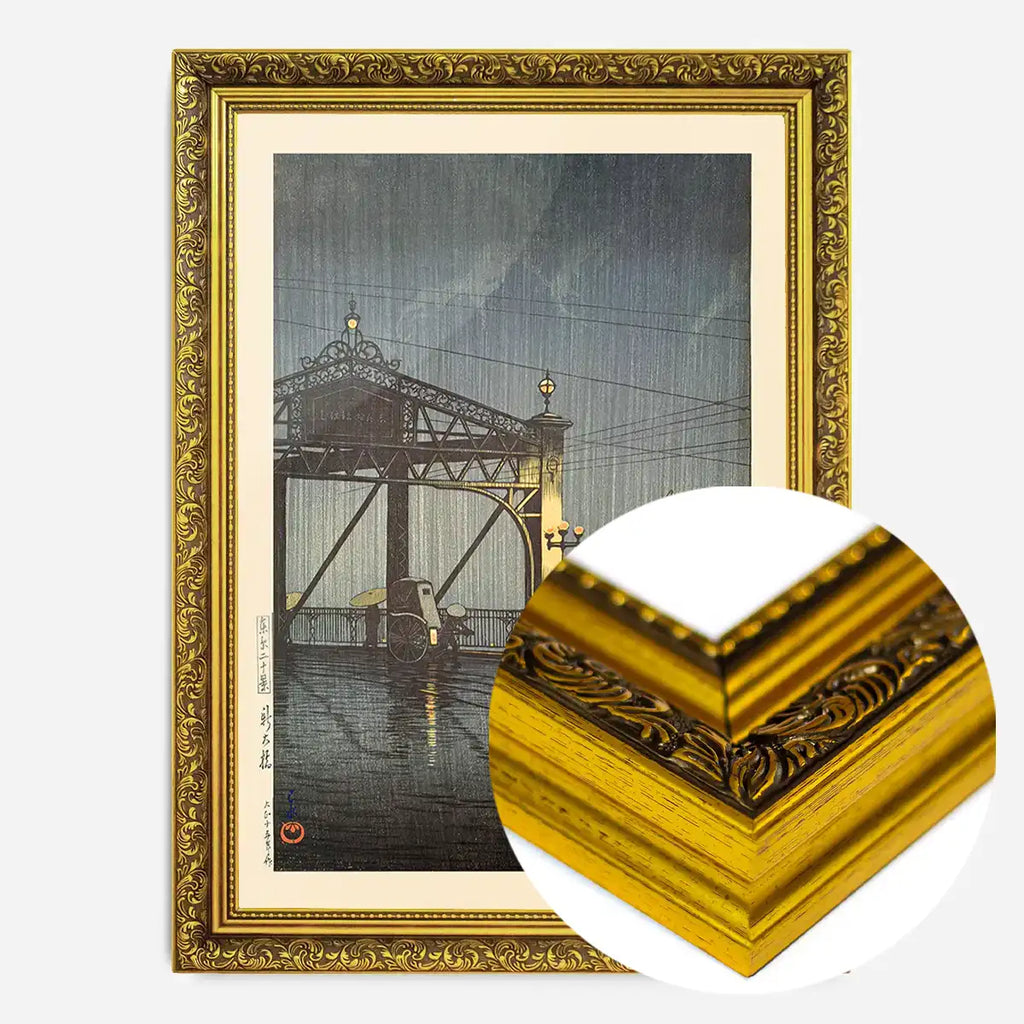 Shinohashi Bridge - Gold Ornate frame