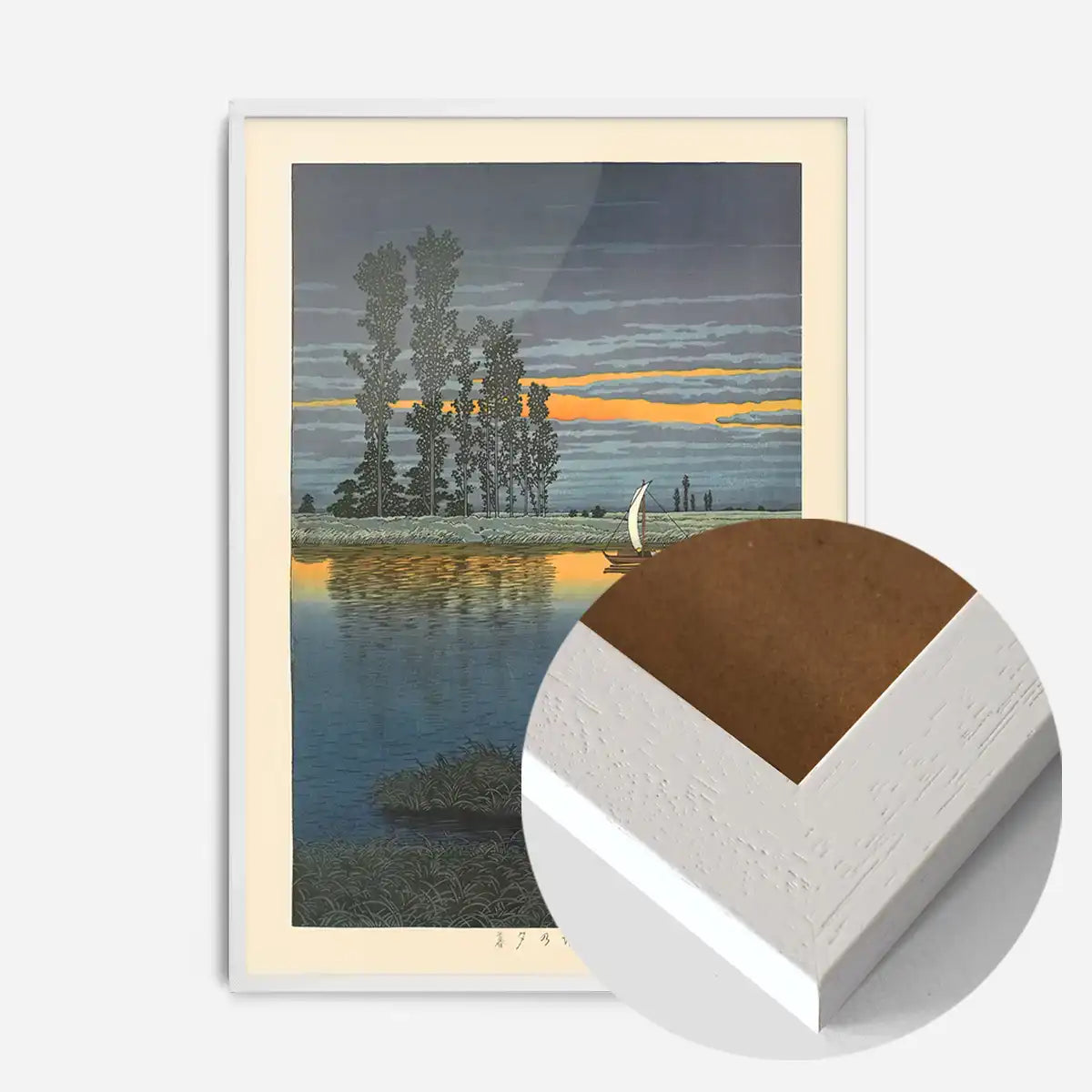 Twilight at Ushibori - White Wood frame