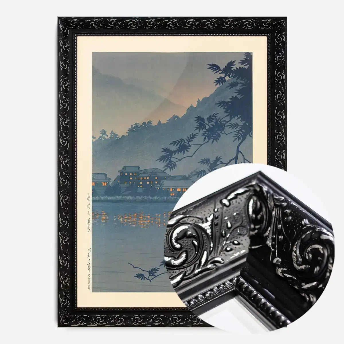 Yumoto Hot Spring, Nikko - Black Ornate frame